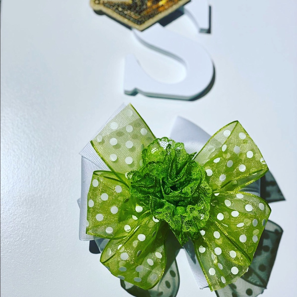 Handmade lime green hair bow